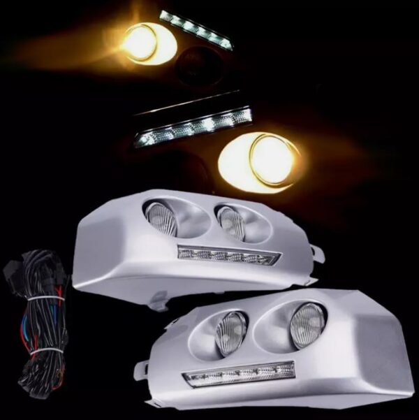 Dual-Lens Silver Fog Lamp with DRL for Toyota FJ Cruiser 2006-2024