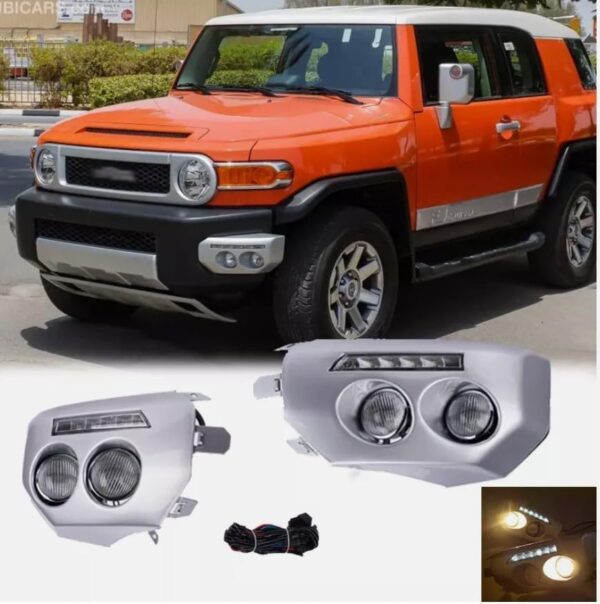 Dual-Lens Silver Fog Lamp with DRL for Toyota FJ Cruiser 2006-2024