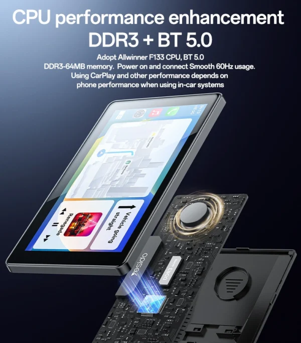 Yesido KM17 BT5.0 Built-in Microphone Portable Car Audio And 7"inch 60Hz HD Display Video Navigation CarPlay