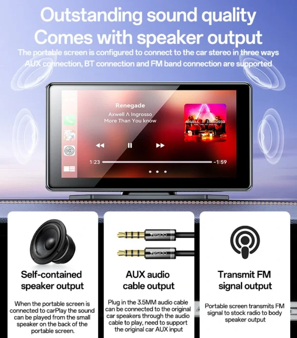 Yesido KM17 BT5.0 Built-in Microphone Portable Car Audio And 7"inch 60Hz HD Display Video Navigation CarPlay