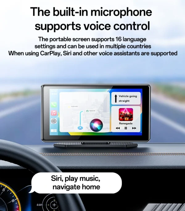 Yesido KM17 BT5.0 Built-in Microphone Portable Car Audio And 7"inch 60Hz HD Display Video Navigation CarPlay