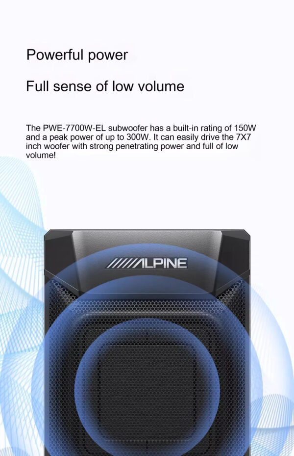 Alpine PWE-7700W-EL Active Car Seat Ultra-Thin Subwoofer 7 × 7" Inch