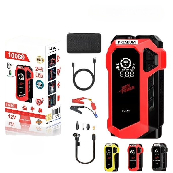 Jump Starter with Air Compressor, 10000MAH Battery Jumper Starter Portable,12V Portable Car Jump Starter with LCD Display