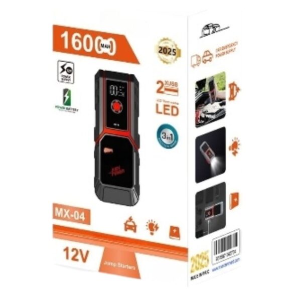 Car Jump Starter with Air Compressor,16000MAH Jump Start Battery Pack 12V Jump Box Car Battery Charger with Large Screen LED Lights