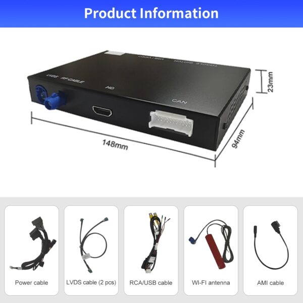 Wireless Carplay Android Auto for Audi A6 2010-2016, Support Navigation, Mirrorlink, Reverse Camera