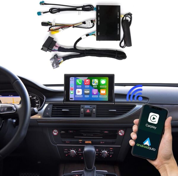 Wireless Carplay Android Auto for Audi A6 2010-2016, Support Navigation, Mirrorlink, Reverse Camera