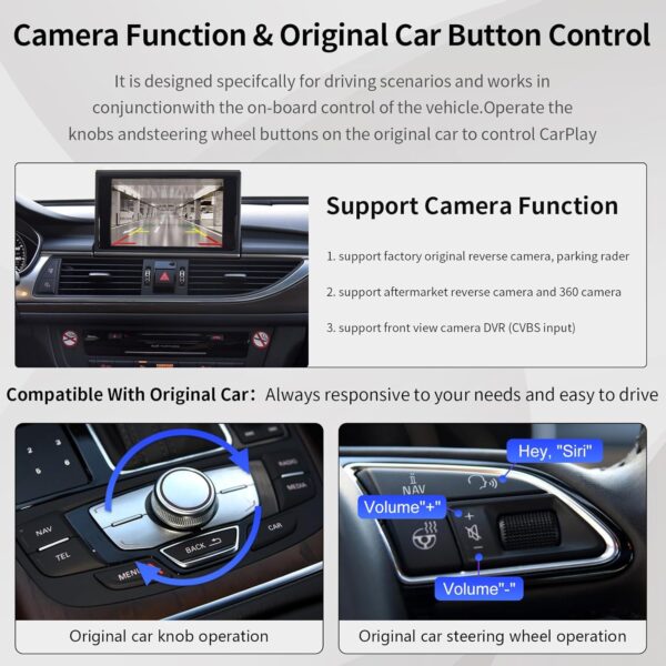 Wireless Carplay Android Auto for Audi A6 2010-2016, Support Navigation, Mirrorlink, Reverse Camera