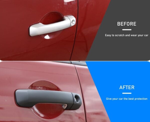 Car Exterior Door Handle Protector Cover for Toyota FJ Cruiser 2007-2021 Accessories, ABS Material Automotive Door Handles Anti Scratch Protector Stickers, 1 Pair (Carbon Fiber & Matt Black)
