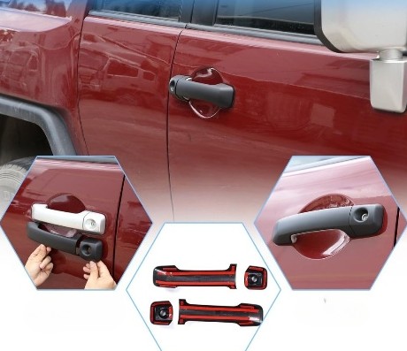 Car Exterior Door Handle Protector Cover for Toyota FJ Cruiser 2007-2021 Accessories, ABS Material Automotive Door Handles Anti Scratch Protector Stickers, 1 Pair (Carbon Fiber & Matt Black)