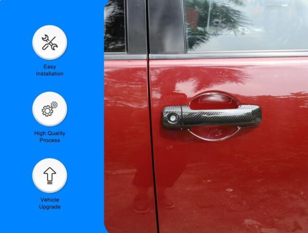 Car Exterior Door Handle Protector Cover for Toyota FJ Cruiser 2007-2021 Accessories, ABS Material Automotive Door Handles Anti Scratch Protector Stickers, 1 Pair (Carbon Fiber & Matt Black)