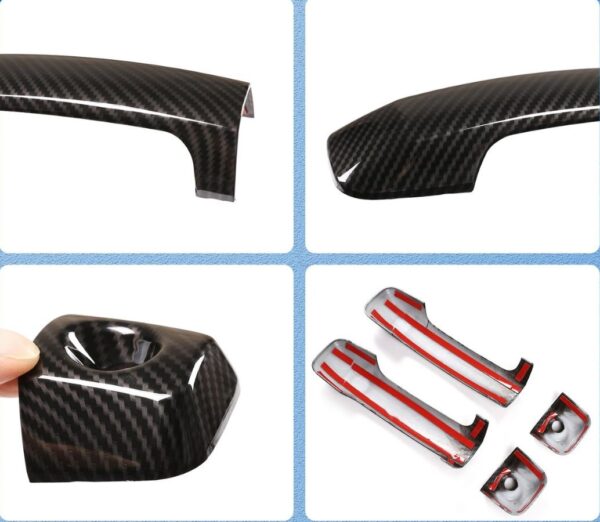 Car Exterior Door Handle Protector Cover for Toyota FJ Cruiser 2007-2021 Accessories, ABS Material Automotive Door Handles Anti Scratch Protector Stickers, 1 Pair (Carbon Fiber & Matt Black)