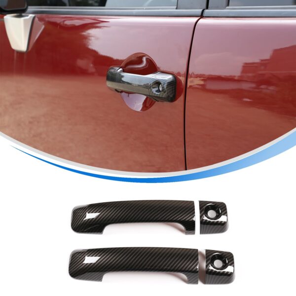Car Exterior Door Handle Protector Cover for Toyota FJ Cruiser 2007-2021 Accessories, ABS Material Automotive Door Handles Anti Scratch Protector Stickers, 1 Pair (Carbon Fiber & Matt Black)