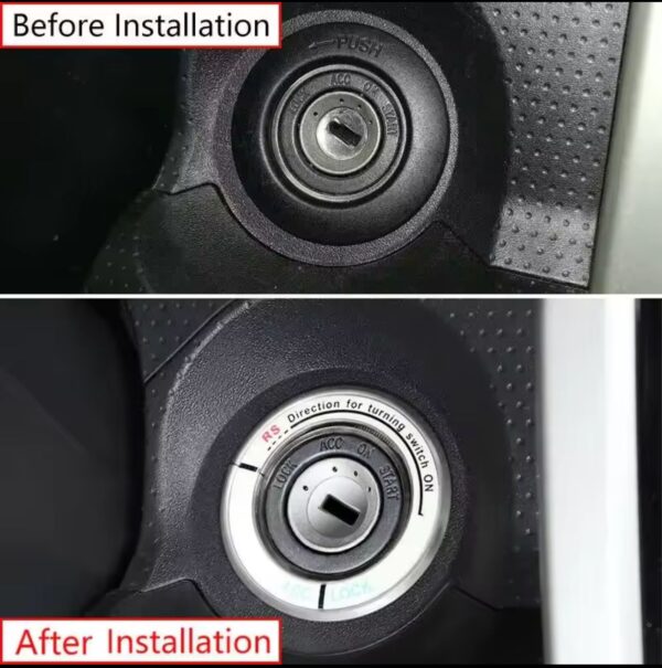 Luminous Alloy Car Ignition Switch Cover Auto Accessories Car Stickers For FJ Cruiser - Black
