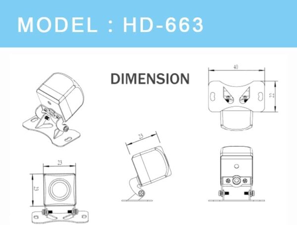 HD 720P Car Reverse Camera, 170° Fisheye Lens, Night Vision, IP68 Waterproof, Parking Assistance, Black