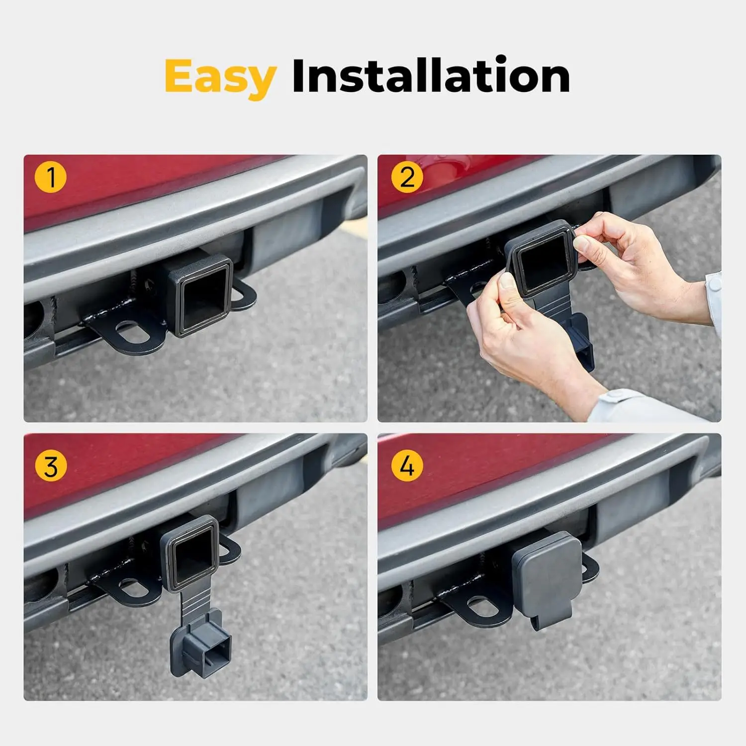 Rubber Trailer Hitch Waterproof Dust-Proof Square Port Protective Cover 2 Inch Tow Cap for FJ Cruiser