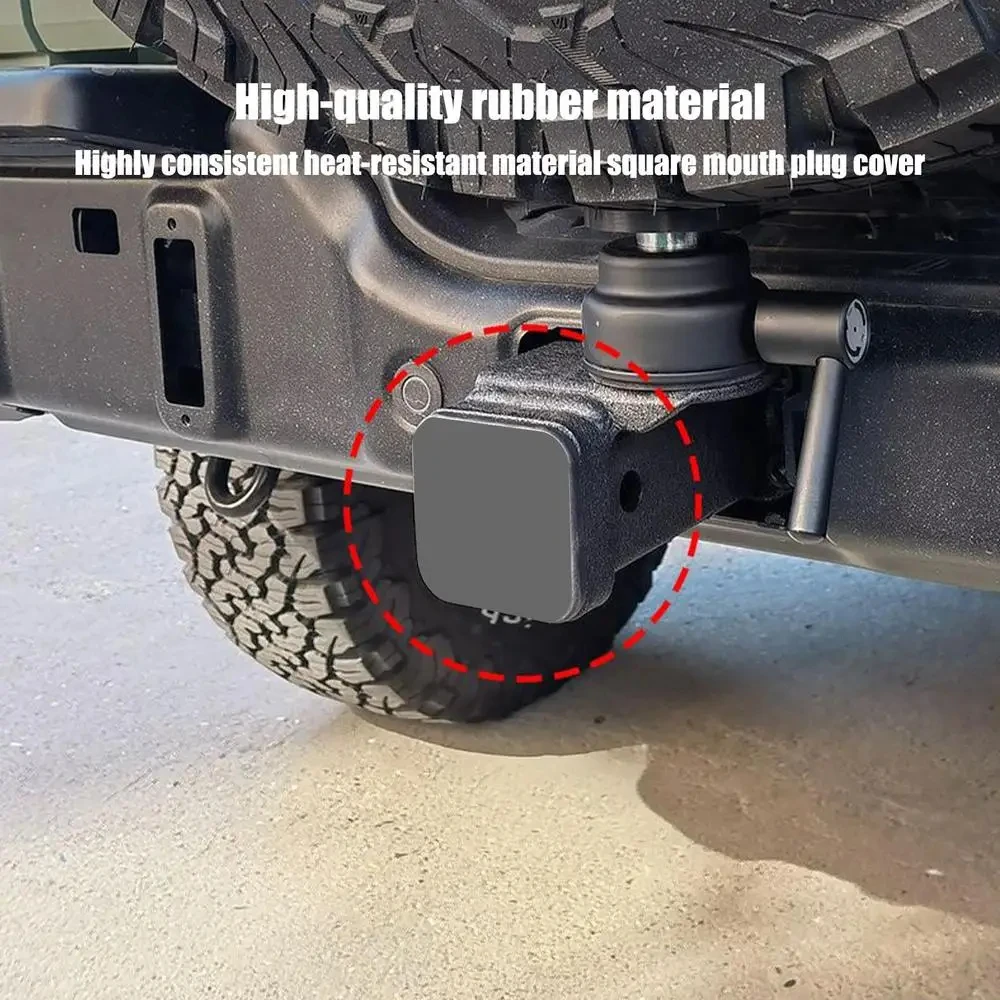 Rubber Trailer Hitch Waterproof Dust-Proof Square Port Protective Cover 2 Inch Tow Cap for FJ Cruiser