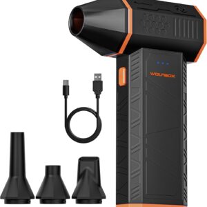 WOLFBOX (MegaFlow 50) Electric Air Duster-110000RPM Super Power Cordless Air Duster, 3-Gear Adjustable Mini Blower with Fast Charging, Dust Blower for Computer, Keyboard, House, Outdoor and Car