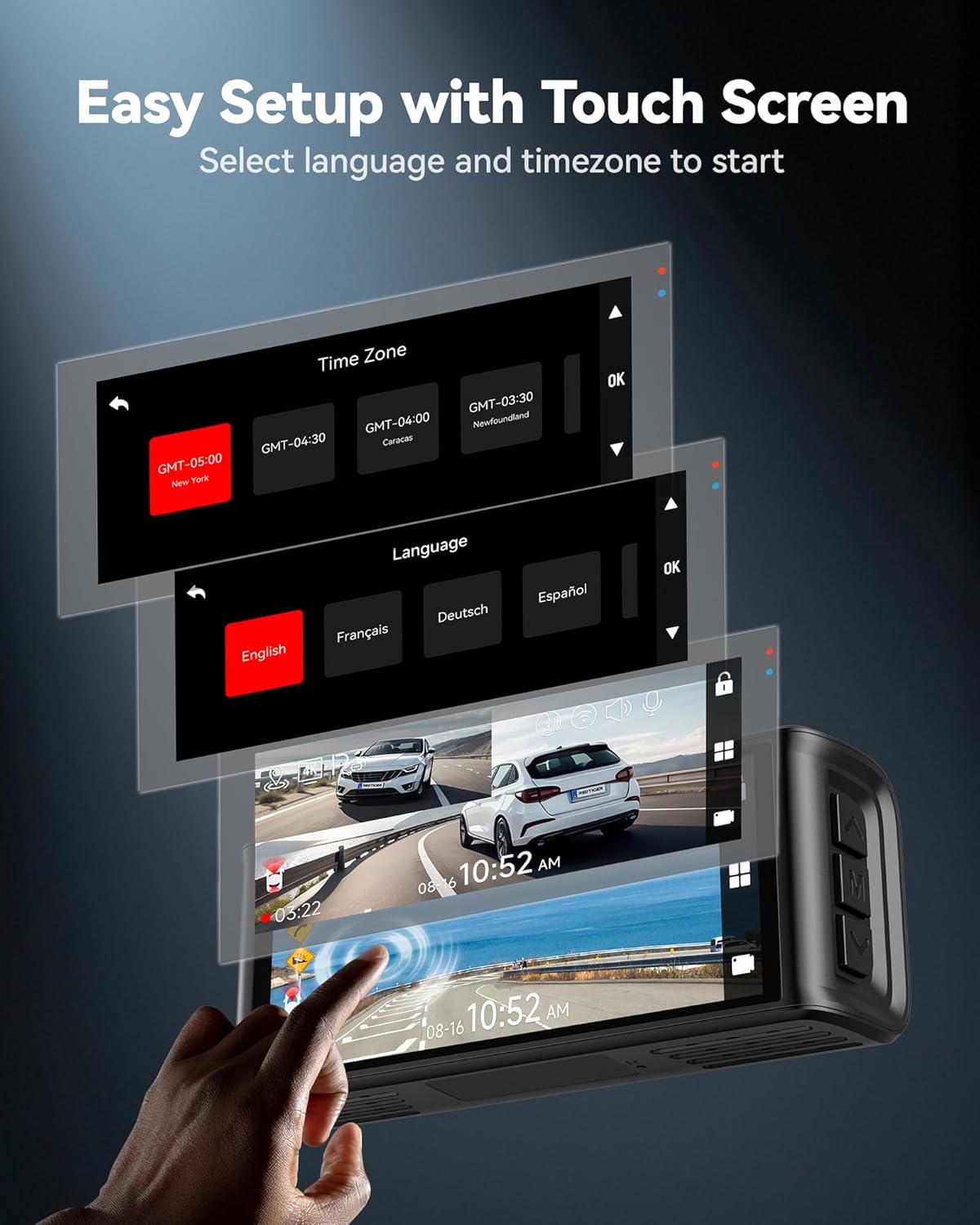 REDTIGER (F7N Touch) 4K Dash Cam Car Front Rear Touchscreen 3.18 Inch Free 64GB Map Dash Cam Car Integrated WiFi GPS, UHD 2160P Night Vision, WDR, Parking Monitor