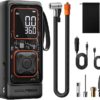 WOLFBOX (MegaFlow 24) 12000mAh&150PSI Tire Inflator Portable Air Compressor, Cordless Air Pump for Car Tires with Digital Pressure Gauge, Portable Tire Pump, 1-Min Fast Inflation, Auto Shut-Off, LED Flashlight