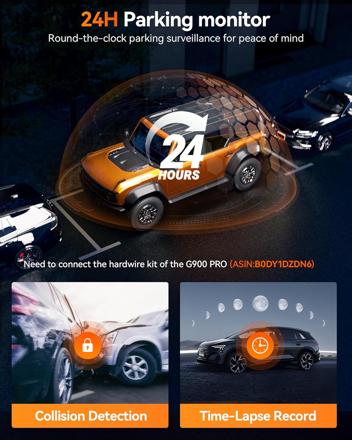 WOLFBOX (G900 Pro) Mirror Dash Cam with STARVIS 2 IMX678 features a 12-inch mirror, 4K front and 2.5K rear recording. Includes 128GB card, voice control, 5.8GHz WiFi, loop recording, G-sensor, and GPS