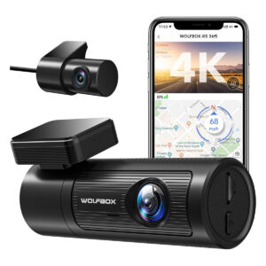 WOLFBOX i05 Dash Cam Front and Rear, 4K Dash Cam with GPS WiFi UHD 2160P/1600P + 1080P