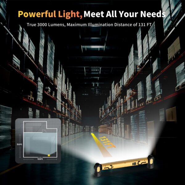 3000LM LED Magnetic Light bar Under Hood with Hooks, Work Light Portable Magnetic Rechargeable (Yellow) (5200mAh)