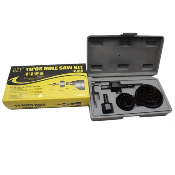 11-Piece Hole Saw Kit, Specially Constructed Heat Treated Carbon Steel, Metal Hole Saw Kit Mandrels, Ideal for Soft Wood, PVC Board，Wood, Plastic, Drywall