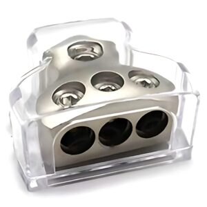 3 Way Power Distribution Block, 10 Gauge x 1 in 4 Gauge x 3 Out Power (Ground) Distributor for Car Audio Amplifier Splitter (1pcs)
