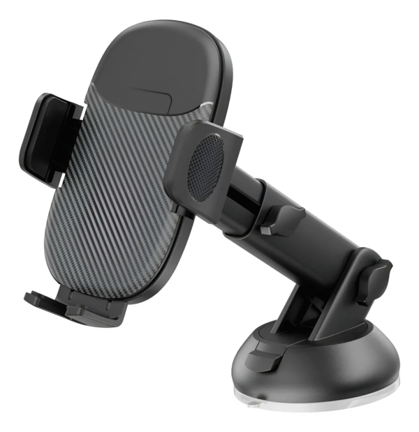 Carbon Fiber Car Mobile Phone Holder, Telescopic Suction Cup Windshield, Dashboard, Strong Grip, Universal Fit for All Phone Compatible Devices