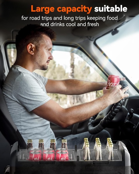 WOLFBOX 12V Car Refrigerator, (35L,45L,55L) Dual Zone Car Fridge, Portable Freezer(-8℉~68℉) with 1224V DC 100240V AC, APP Control Electric Cooler for Car, RV, Camping, Travel and Home Use